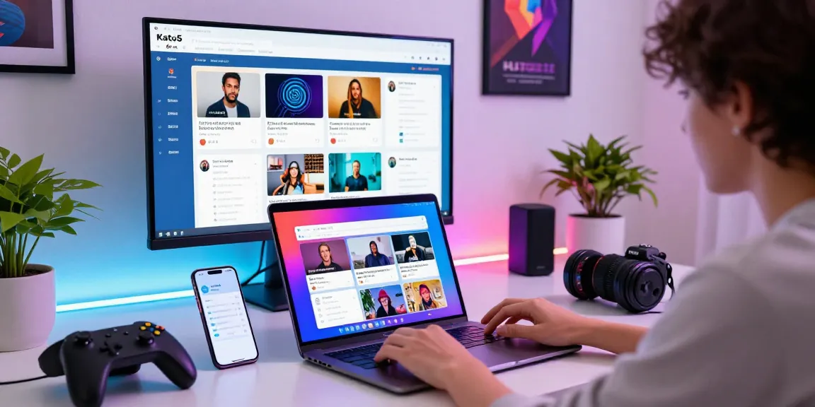 Pengguna menikmati berbagai fitur Katsu5 Online di ruang kerja digital yang modern